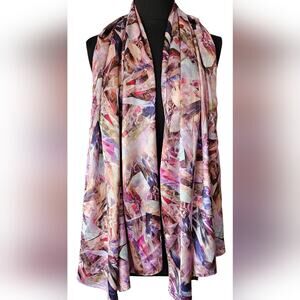 Vintage ART DECO Silk Scarf Reversible Extra Large 62"×28"